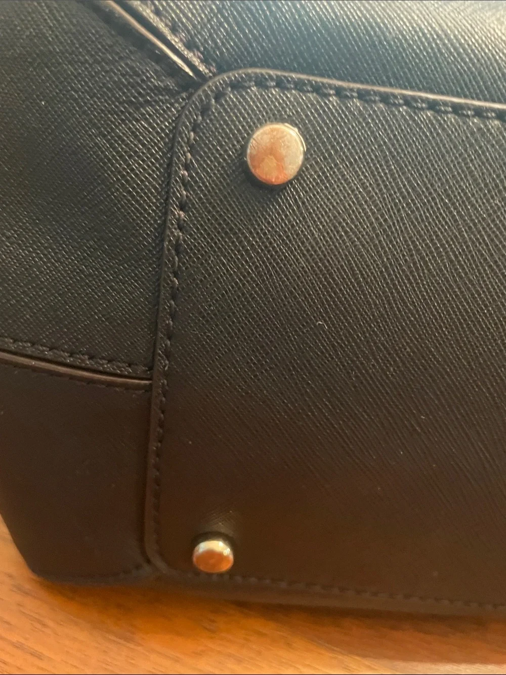 kate spade Black Saffiano Leather Tote with Gold Logo C66
